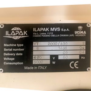 Ilapak Vegatronic VFFS VT2000/400S (Bagging Machine) (Refurbished)